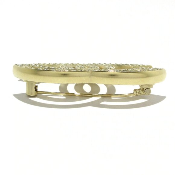 Auth CHANEL - Gold Clear Hardware Rhinestones Brooch - Picture 4 of 5